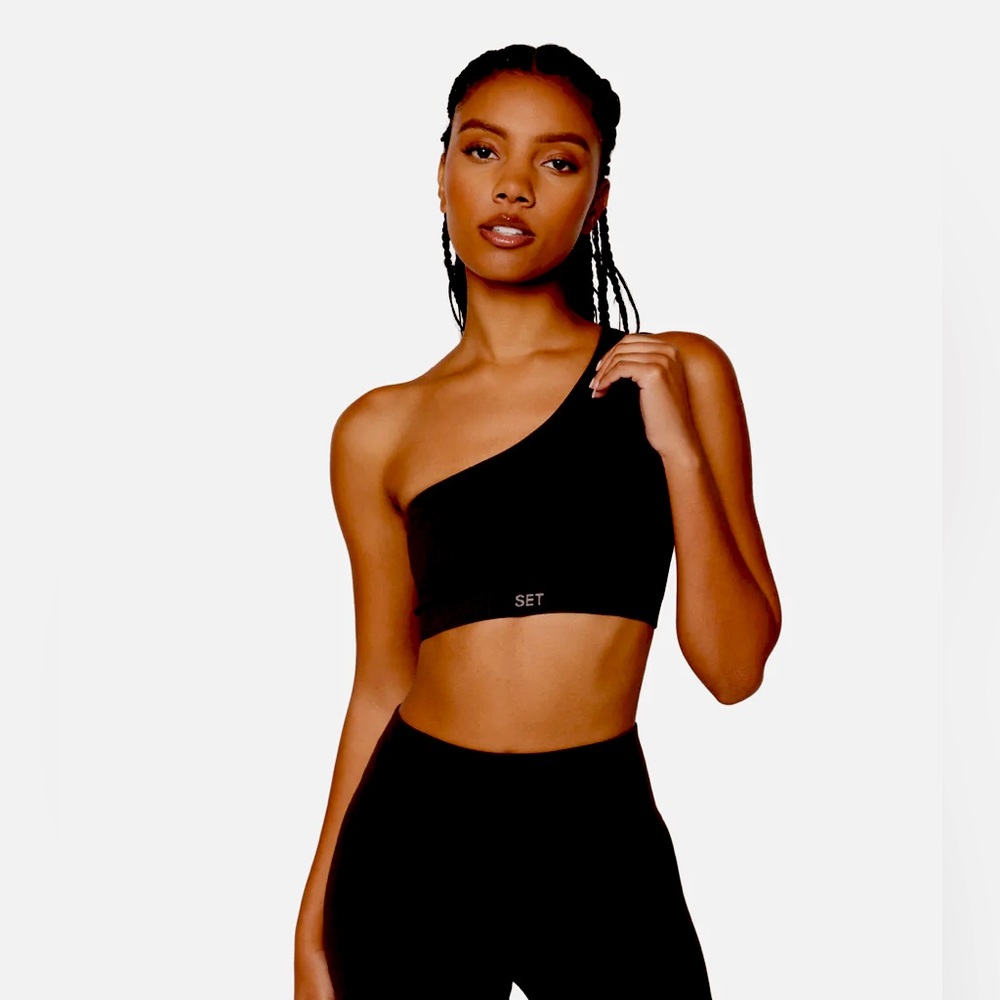 Set Active Sculptflex Ribbed One Shoulder Sports Bra - NEW !!